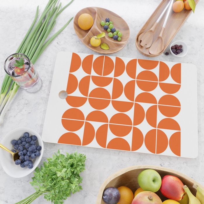 Mid Century Modern Geometric 04 Orange Cutting Board Gallery Image 2