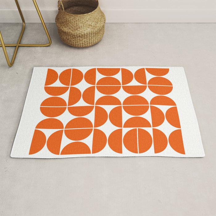 Mid Century Modern Geometric 04 Orange Rug Gallery Image 1