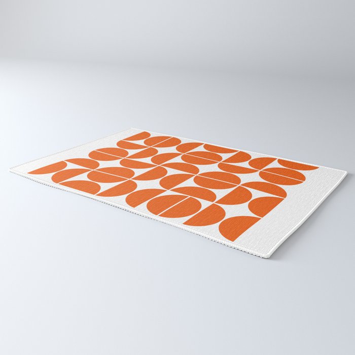 Mid Century Modern Geometric 04 Orange Rug Gallery Image 3