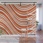 Wavy Stripes XLVIII - Bright Retro Red Wall Mural Gallery Image 1