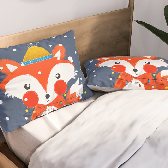 Cute christmas fox in the snow Pillow Sham Gallery Image 2