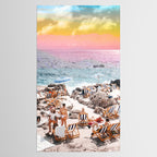 Beach Day, Travel Photography Digital Wall Decor, Tropical Beach Island Collage Tablecloth Gallery Image 2