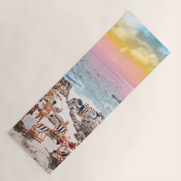 Beach Day, Travel Photography Digital Wall Decor, Tropical Beach Island Collage Yoga Mat Gallery Image 1