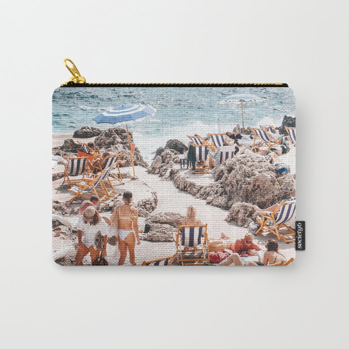 Beach Day, Travel Photography Digital Wall Decor, Tropical Beach Island Collage Carry All Pouch Gallery Image 1