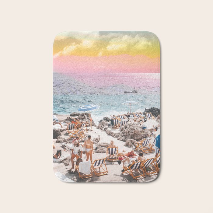 Beach Day, Travel Photography Digital Wall Decor, Tropical Beach Island Collage Bath Mat Gallery Image 1