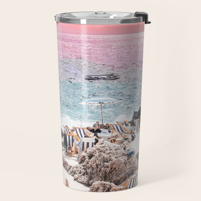 Beach Day, Travel Photography Digital Wall Decor, Tropical Beach Island Collage Travel Mug Gallery Image 2