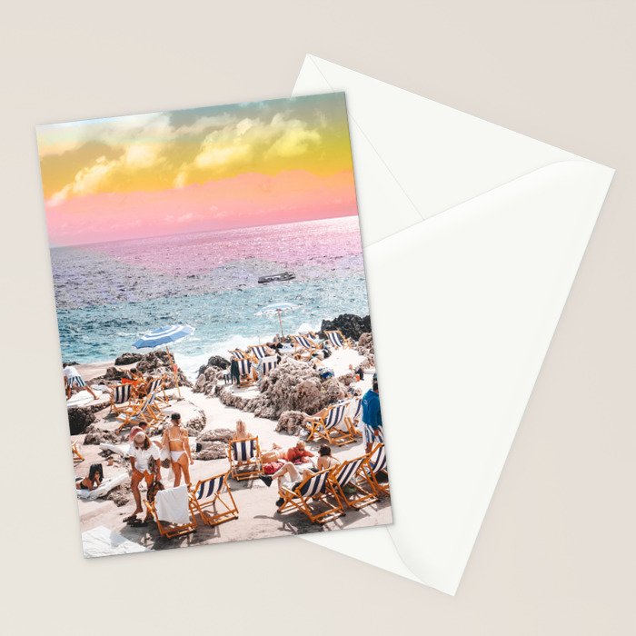 Beach Day, Travel Photography Digital Wall Decor, Tropical Beach Island Collage Stationery Card Gallery Image 2