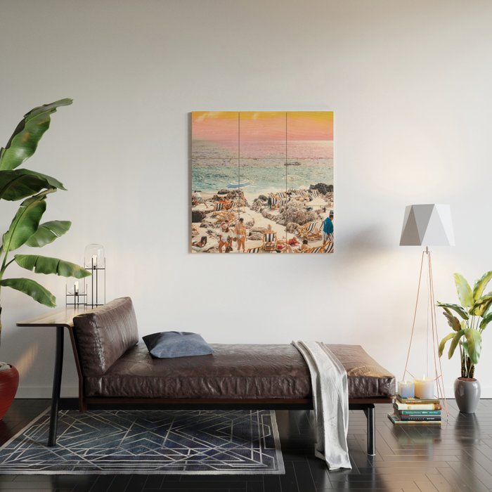 Beach Day, Travel Photography Digital Wall Decor, Tropical Beach Island Collage Wood Wall Art Gallery Image 2
