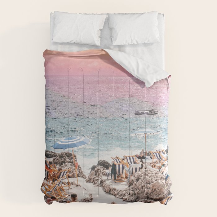 Beach Day, Travel Photography Digital Wall Decor, Tropical Beach Island Collage Comforter Gallery Image 6