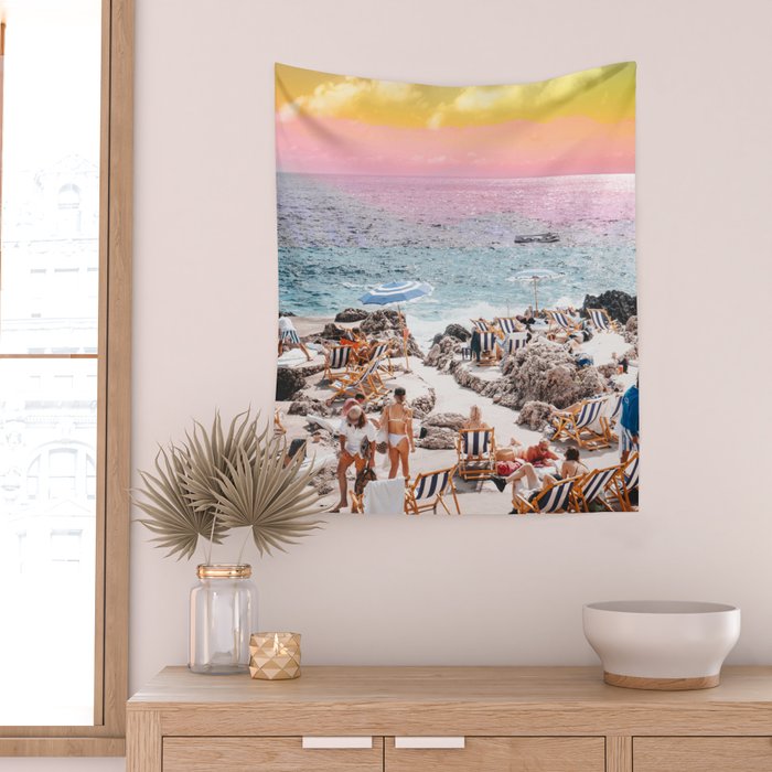 Beach Day, Travel Photography Digital Wall Decor, Tropical Beach Island Collage Wall Tapestry Gallery Image 2