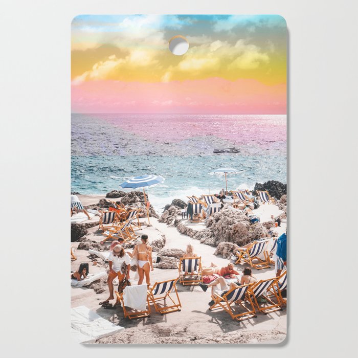 Beach Day, Travel Photography Digital Wall Decor, Tropical Beach Island Collage Cutting Board Gallery Image 1