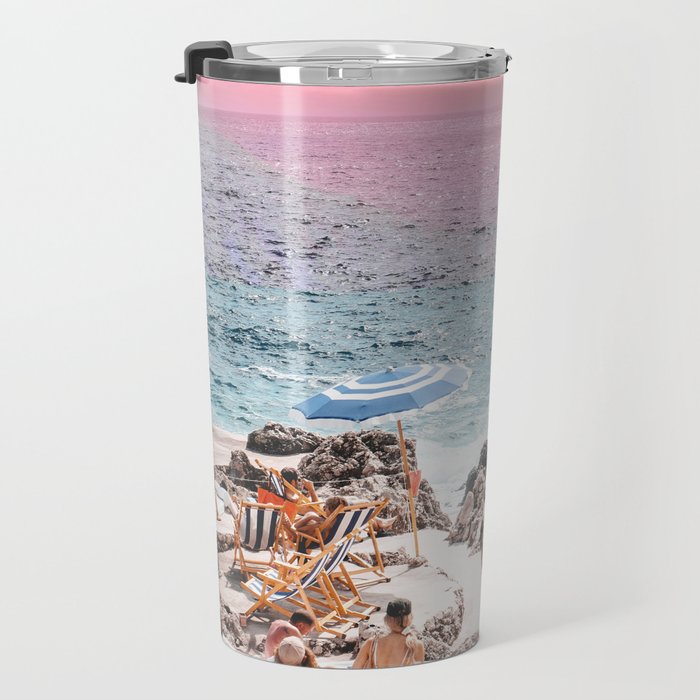 Beach Day, Travel Photography Digital Wall Decor, Tropical Beach Island Collage Travel Mug Gallery Image 3