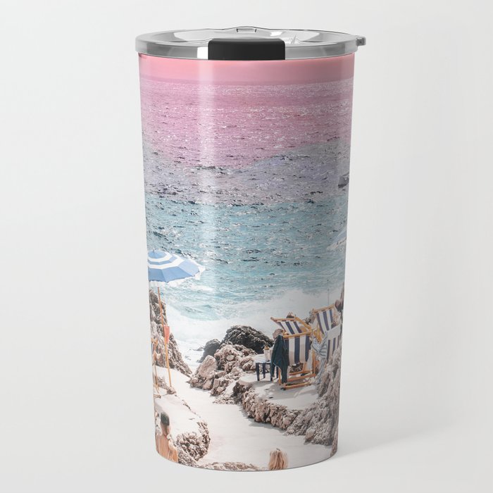 Beach Day, Travel Photography Digital Wall Decor, Tropical Beach Island Collage Travel Mug Gallery Image 1