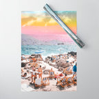 Beach Day, Travel Photography Digital Wall Decor, Tropical Beach Island Collage Wrapping Paper Gallery Image 1