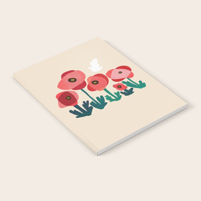 Poppy flowers and bird Notebook Gallery Image 1