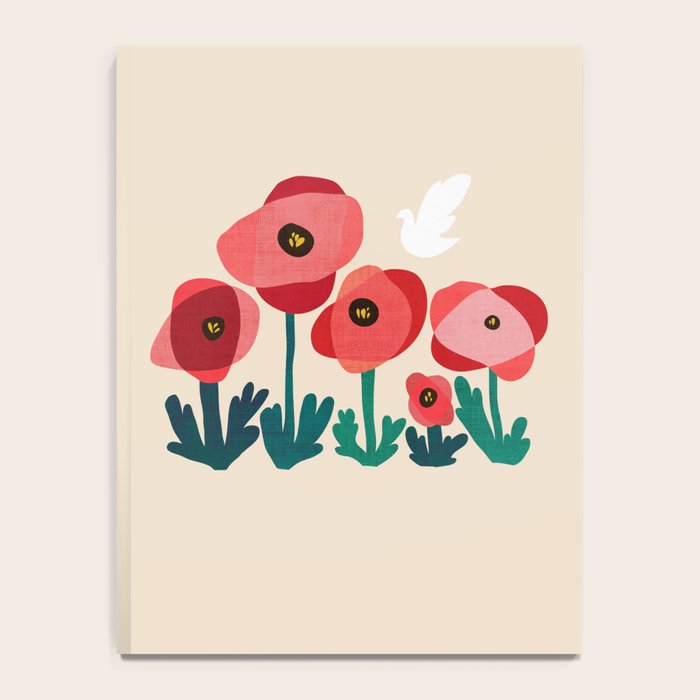Poppy flowers and bird Notebook Gallery Image 4
