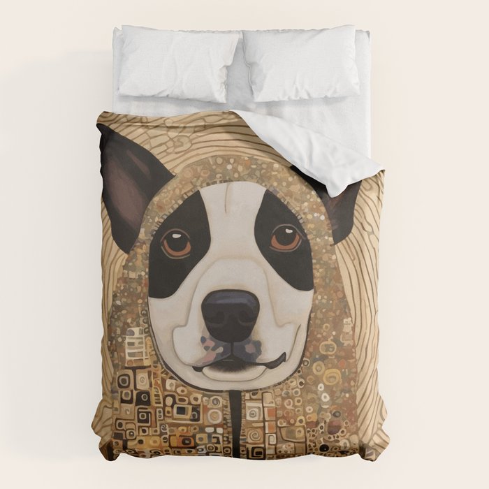 Klimt Dog with Beautiful Geometric Hoody Duvet Cover Gallery Image 1