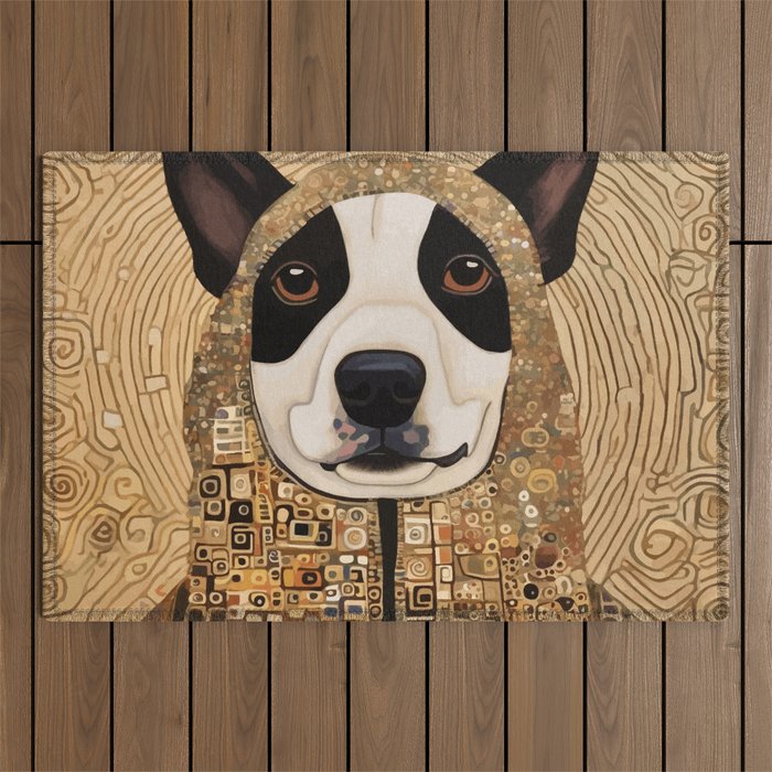 Klimt Dog with Beautiful Geometric Hoody Outdoor Rug Gallery Image 1