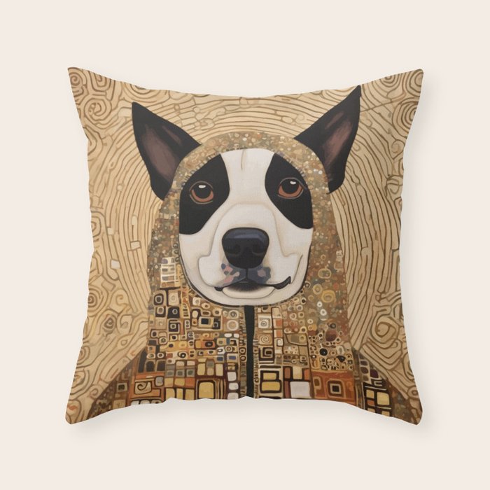 Klimt Dog with Beautiful Geometric Hoody Throw Pillow Gallery Image 6