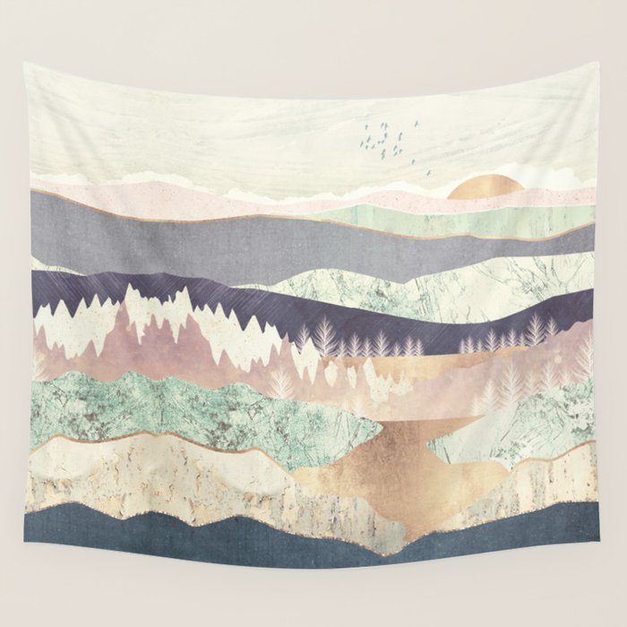 Golden Spring Reflection-Horizontal Muted Wall Tapestry Gallery Image 4