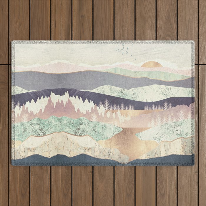 Golden Spring Reflection-Horizontal Muted Outdoor Rug Gallery Image 1
