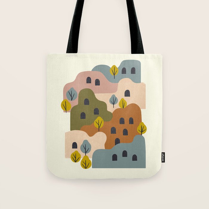 Adobe Village With Trees Tote Bag Gallery Image 1