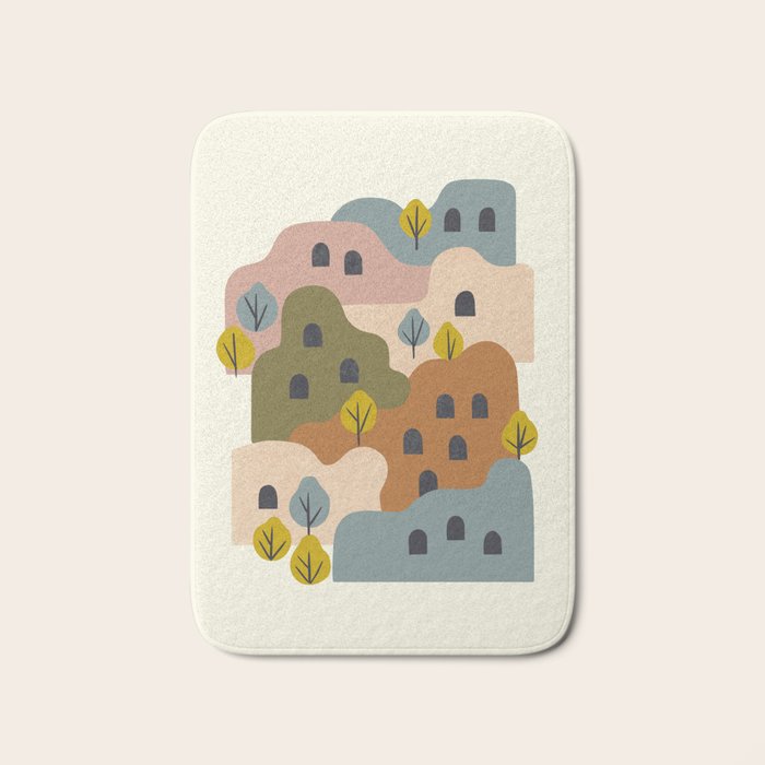 Adobe Village With Trees Bath Mat Gallery Image 1
