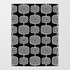 Mid Century Modern Atomic Rings Pattern Black and White Poster Gallery Image 4