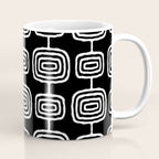 Mid Century Modern Atomic Rings Pattern Black and White Coffee Mug Gallery Image 1
