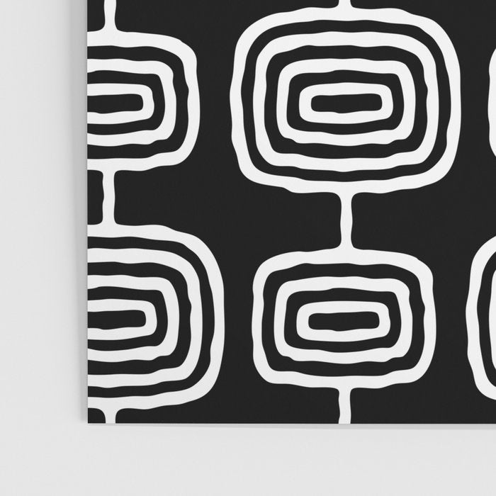 Mid Century Modern Atomic Rings Pattern Black and White Poster Gallery Image 3
