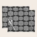 Mid Century Modern Atomic Rings Pattern Black and White Placemat Gallery Image 1
