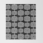 Mid Century Modern Atomic Rings Pattern Black and White Throw Blanket Gallery Image 2