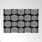 Mid Century Modern Atomic Rings Pattern Black and White Welcome Mat Gallery Image 1