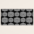 Mid Century Modern Atomic Rings Pattern Black and White Desk Mat Gallery Image 3