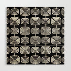 Mid Century Modern Atomic Rings Pattern Black and White Wood Wall Art Gallery Image 1