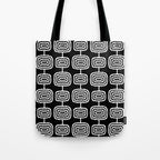 Mid Century Modern Atomic Rings Pattern Black and White Tote Bag Gallery Image 1