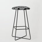 Mid Century Modern Atomic Rings Pattern Black and White Stool Gallery Image 1