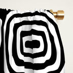 Mid Century Modern Atomic Rings Pattern Black and White Window Curtain Gallery Image 2