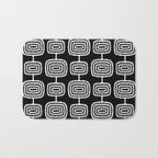 Mid Century Modern Atomic Rings Pattern Black and White Bath Mat Gallery Image 1
