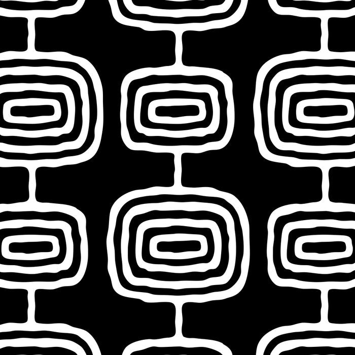 Mid Century Modern Atomic Rings Pattern Black and White Coffee Mug Gallery Image 2