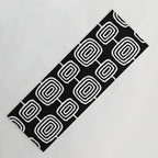 Mid Century Modern Atomic Rings Pattern Black and White Yoga Mat Gallery Image 1