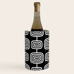 Mid Century Modern Atomic Rings Pattern Black and White Wine Chiller Gallery Image 1