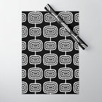Mid Century Modern Atomic Rings Pattern Black and White Wrapping Paper Gallery Image 1
