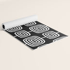 Mid Century Modern Atomic Rings Pattern Black and White Yoga Mat Gallery Image 2