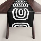 Mid Century Modern Atomic Rings Pattern Black and White Table Runner Gallery Image 1