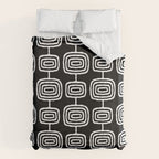 Mid Century Modern Atomic Rings Pattern Black and White Duvet Cover Gallery Image 6