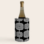 Mid Century Modern Atomic Rings Pattern Black and White Wine Chiller Gallery Image 3