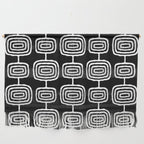 Mid Century Modern Atomic Rings Pattern Black and White Wall Hanging Gallery Image 1