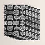 Mid Century Modern Atomic Rings Pattern Black and White Wrapping Paper Gallery Image 3