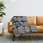 Mid Century Modern Atomic Rings Pattern Black and White Throw Blanket Gallery Image 1